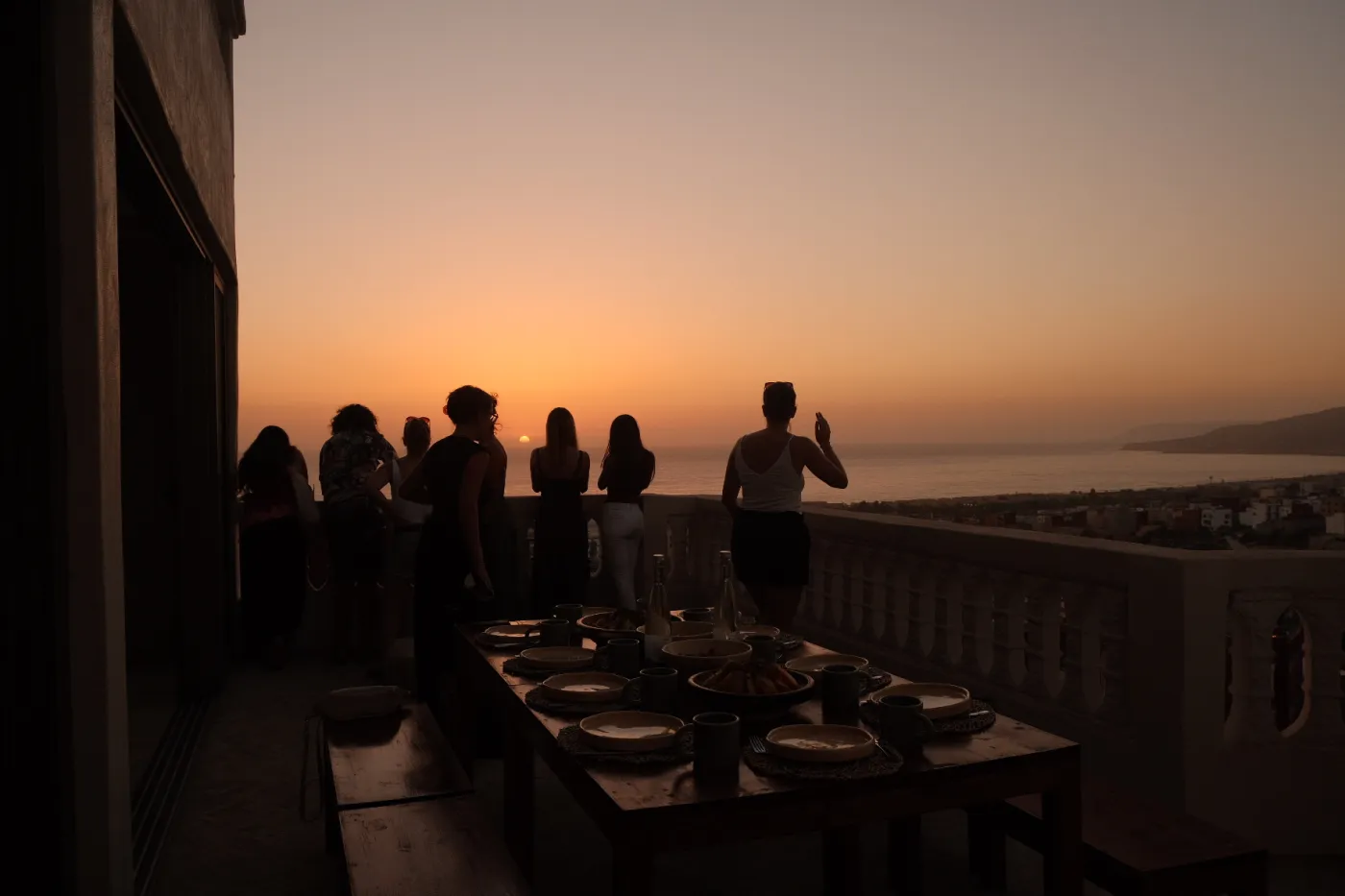 Sunset together on the terrace