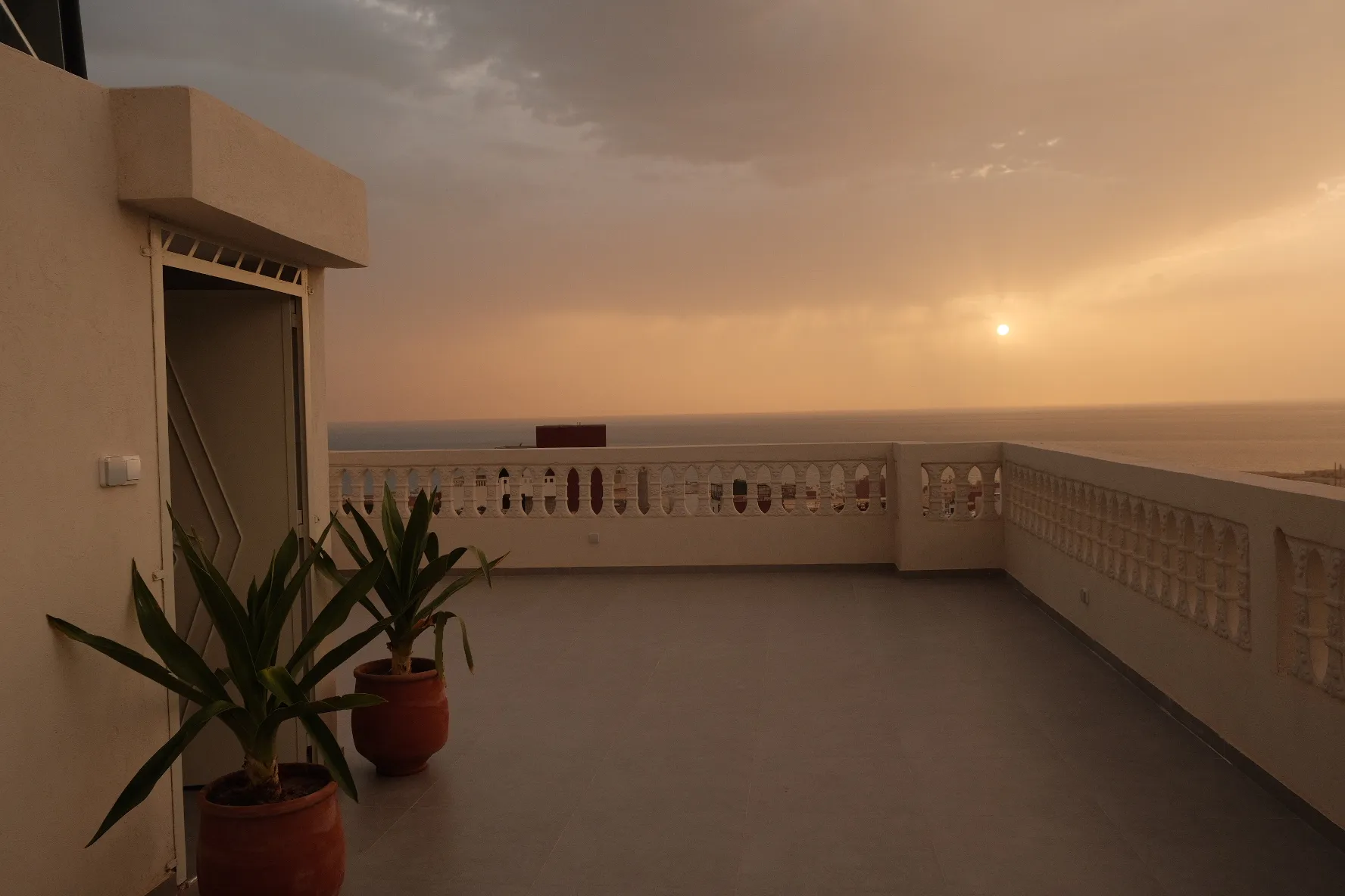 The terrace at sunset